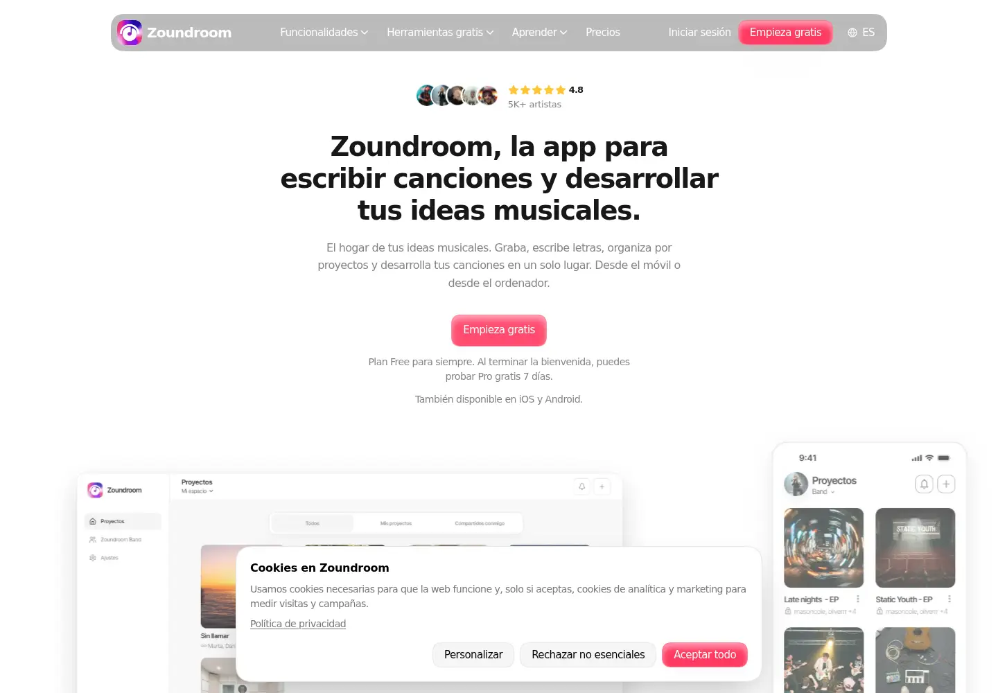 Captured homepage of zoundroom.com in the current scan