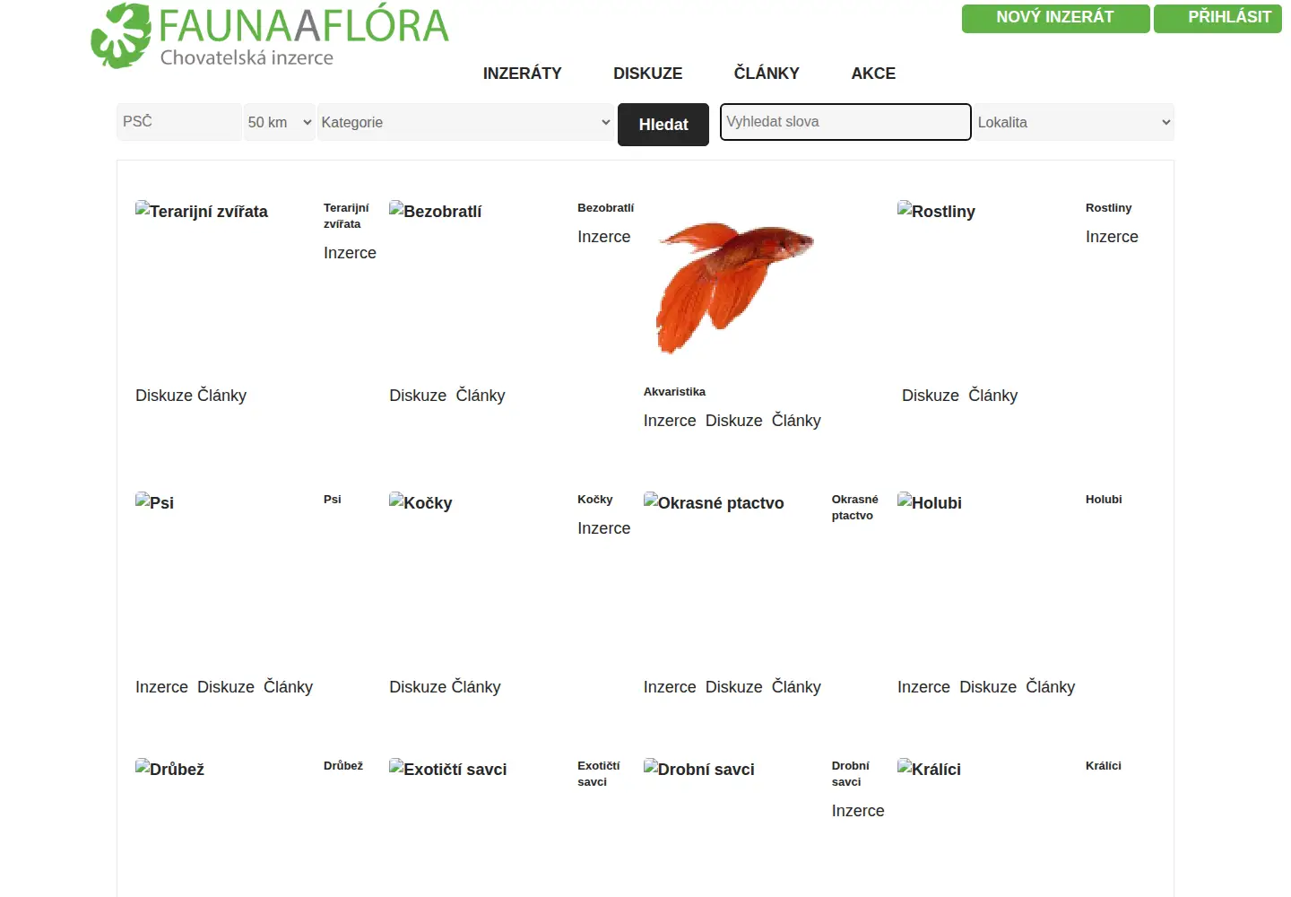 Captured homepage of faunaaflora.cz in the current scan