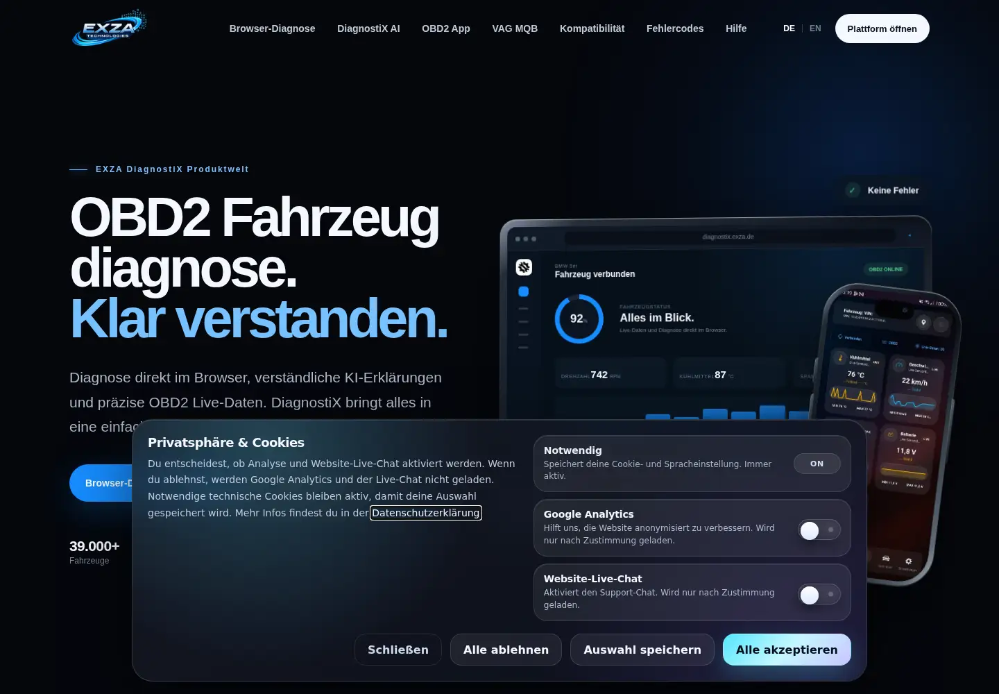 Screenshot of exza.de