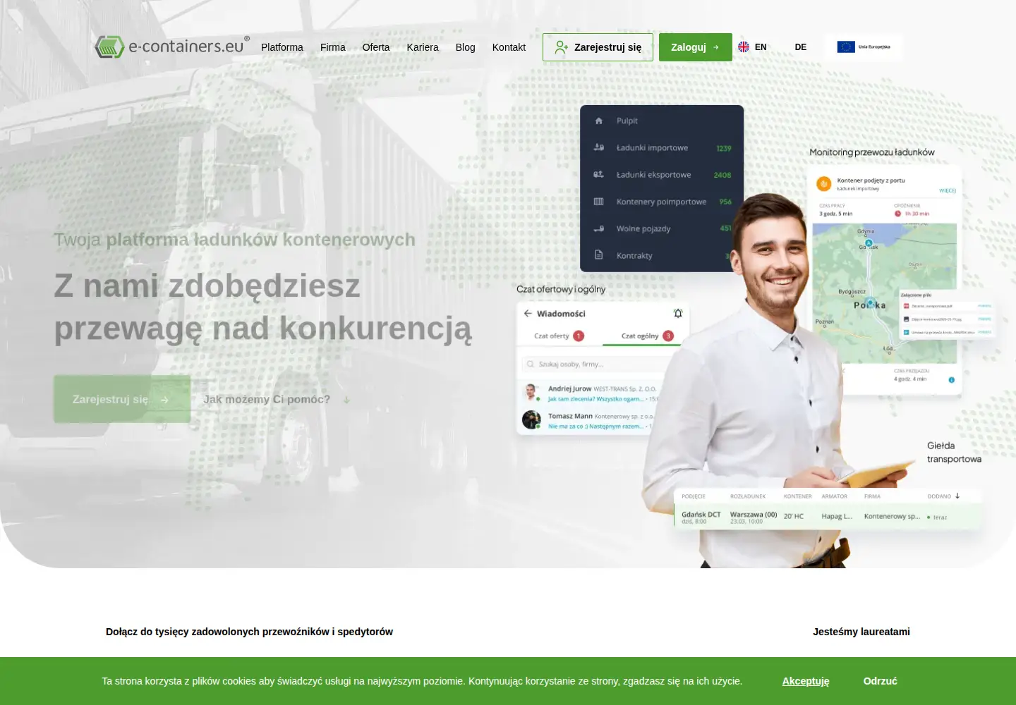 Screenshot of e-containers.eu