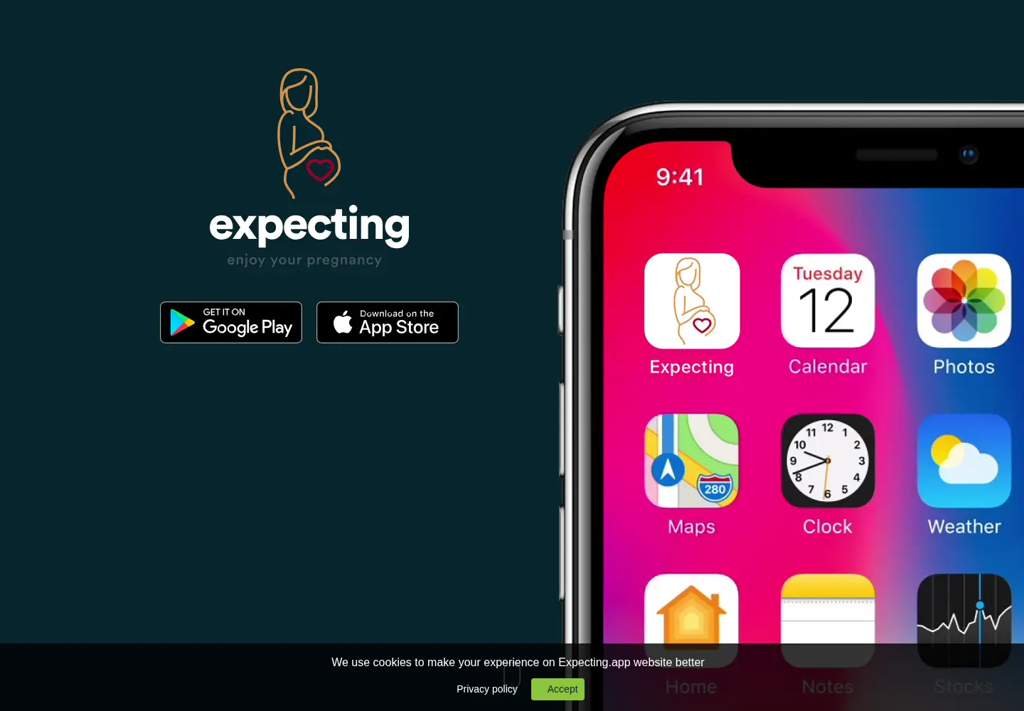 Screenshot of expectingapp.eu
