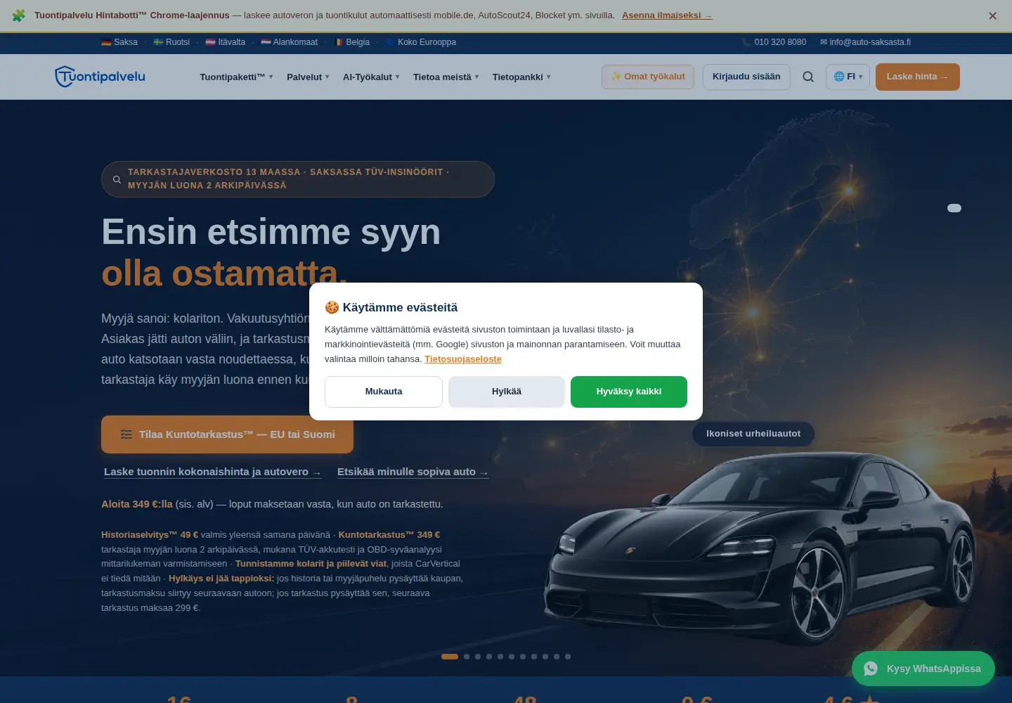 Screenshot of auto-saksasta.fi