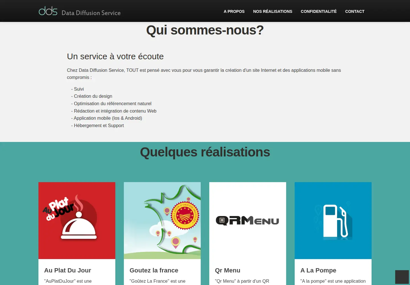 Captured homepage of datadiffusionservice.fr in the current scan