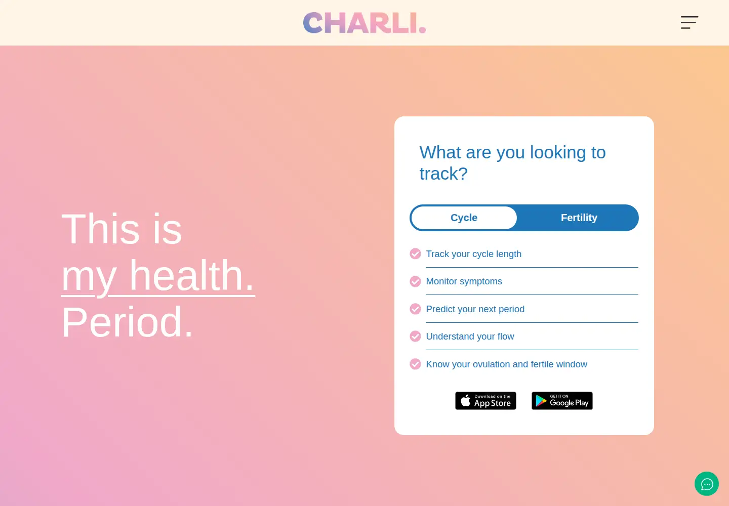 Screenshot of charli.health