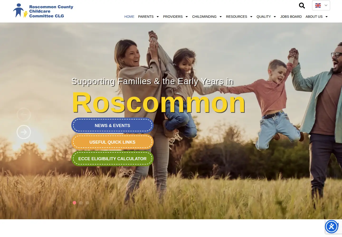 Screenshot of roscommonchildcare.ie