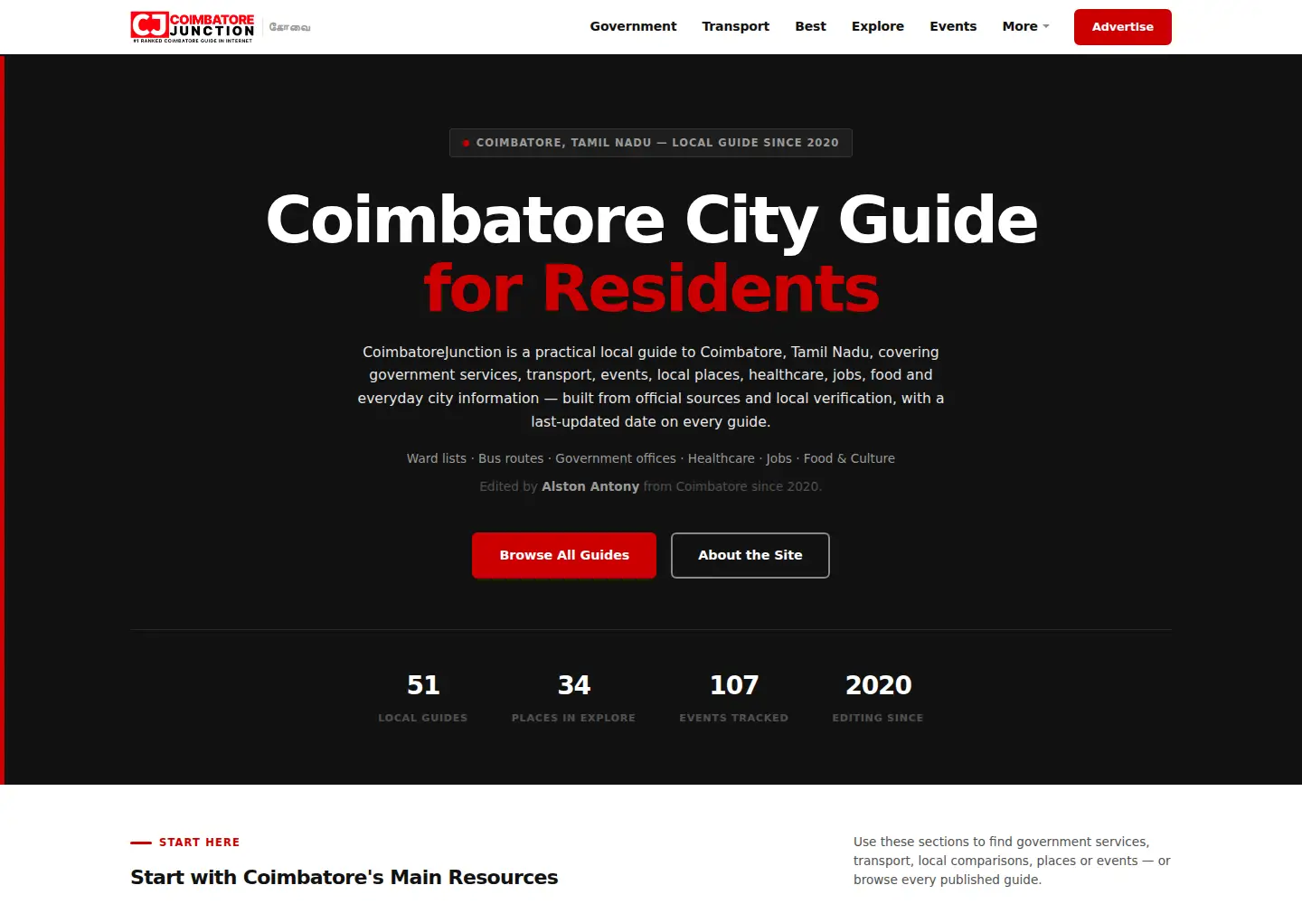 Screenshot of coimbatorejunction.in