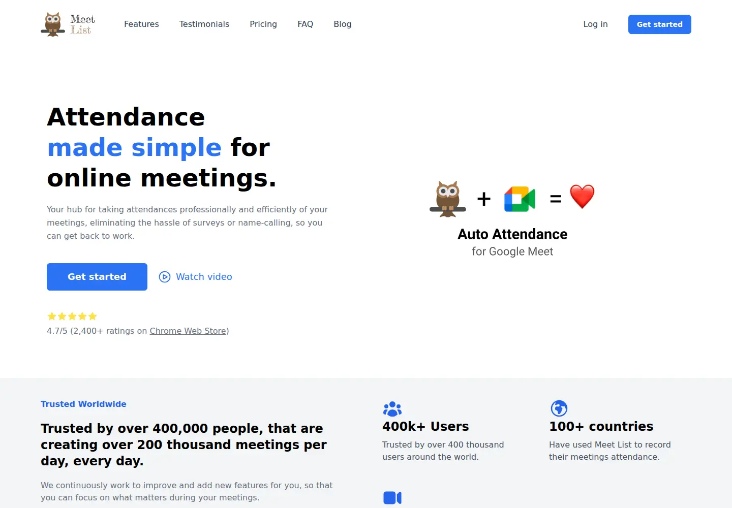 Screenshot of meetlist.io