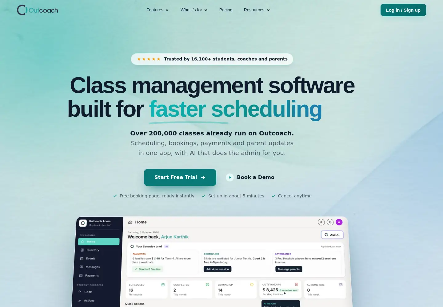 Screenshot of outcoach.io