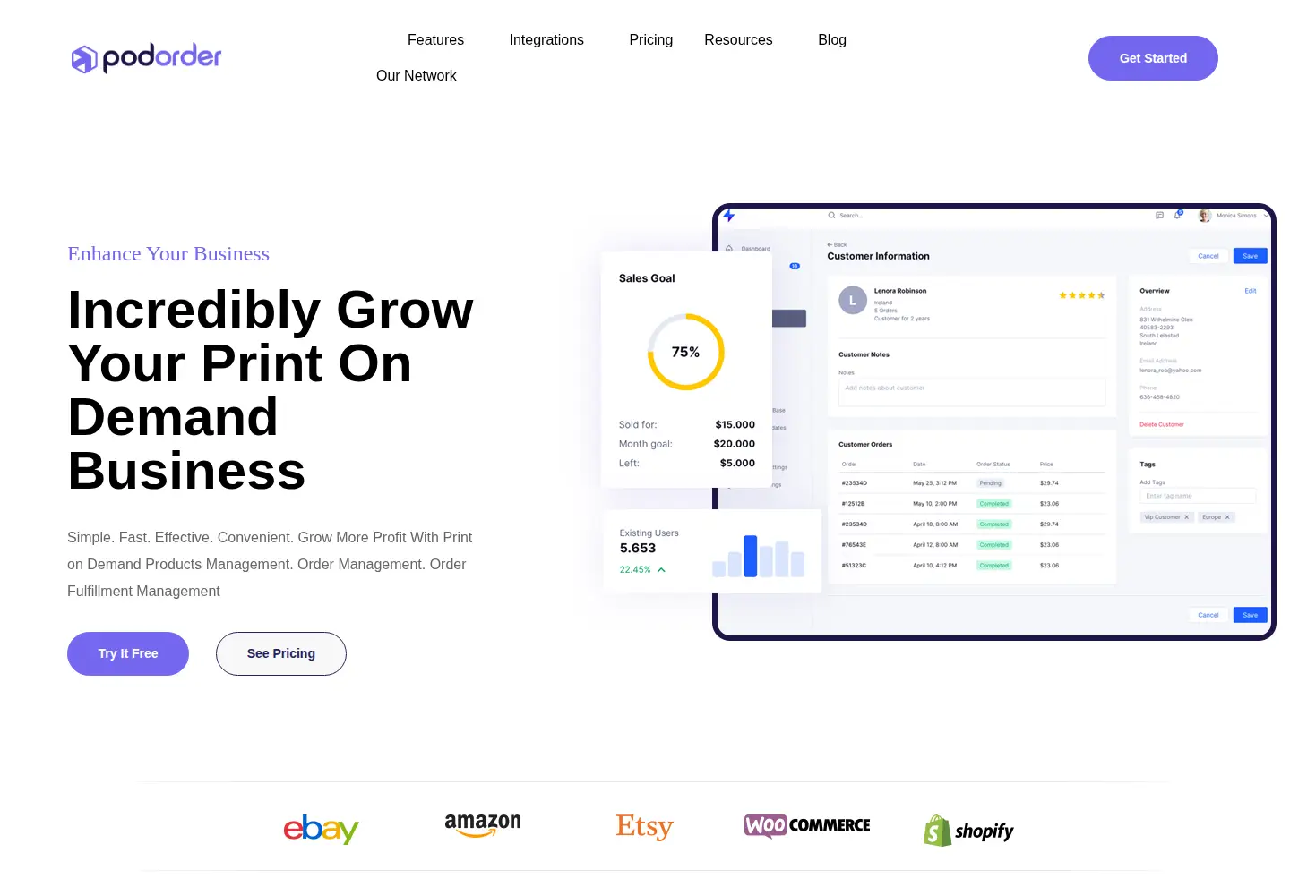 Captured homepage of podorder.io in the current scan