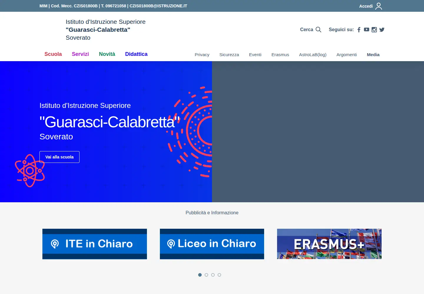 Captured homepage of guarascicalabretta.edu.it in the current scan