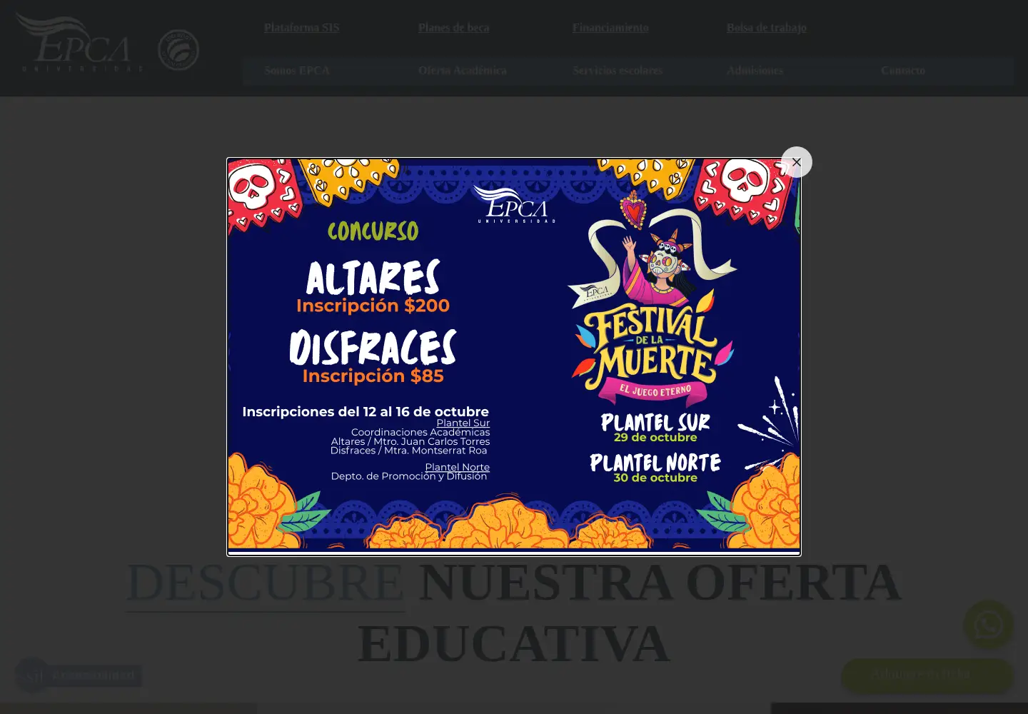 Captured homepage of epca.edu.mx in the current scan
