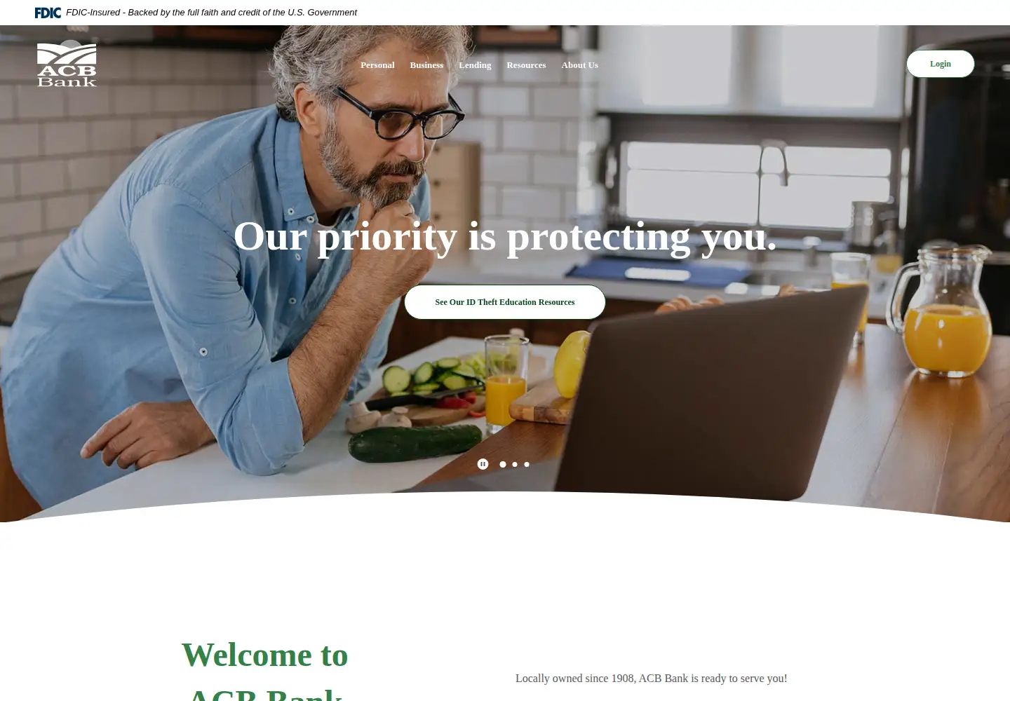 Captured homepage of acbbank.net in the current scan