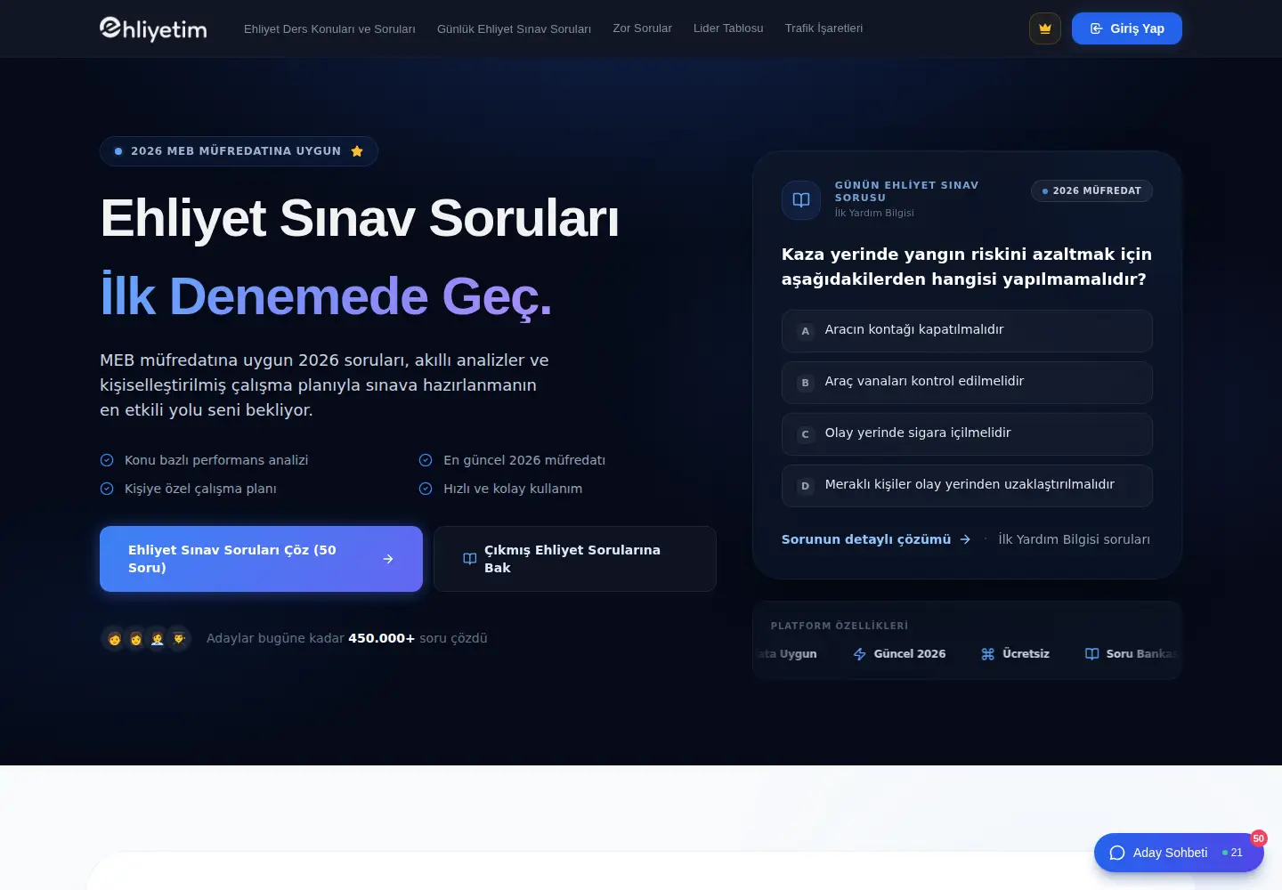 Screenshot of ehliyetim.net