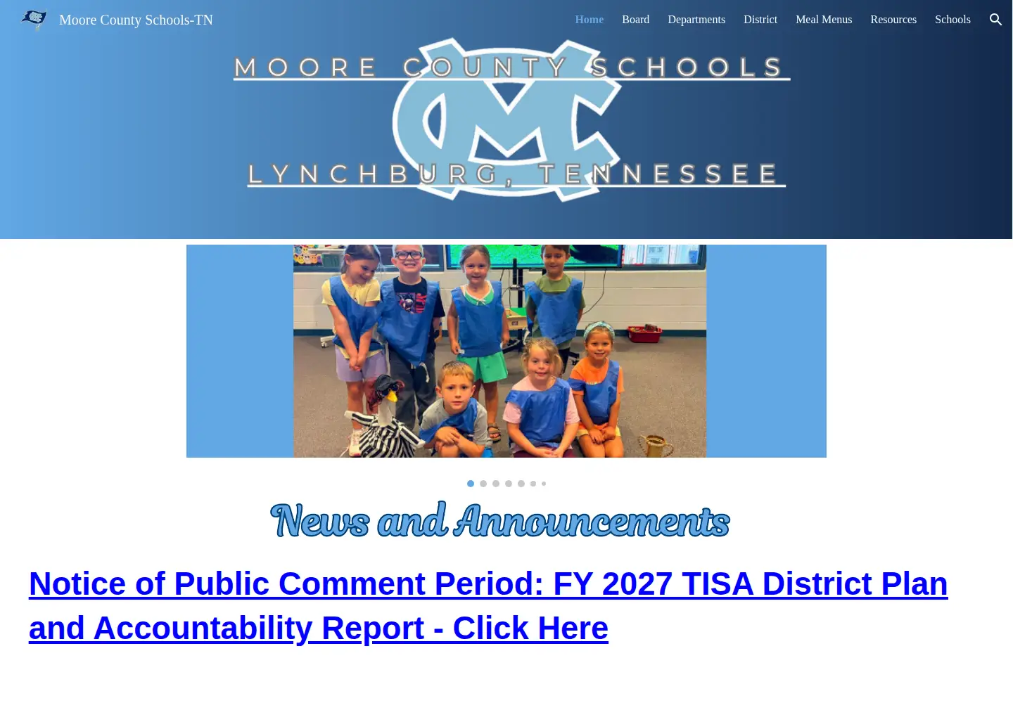 Captured homepage of moorecountyschools.net in the current scan