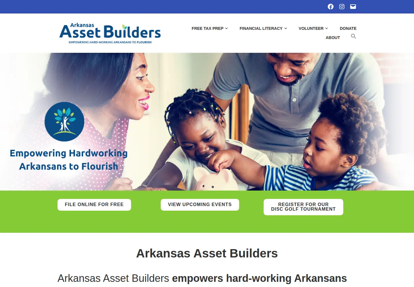 Captured homepage of arkansasassetbuilders.org in the current scan