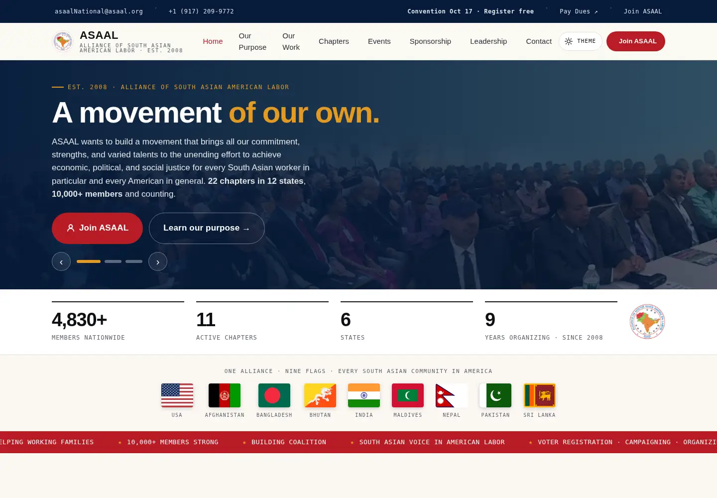 Captured homepage of asaal.org in the current scan