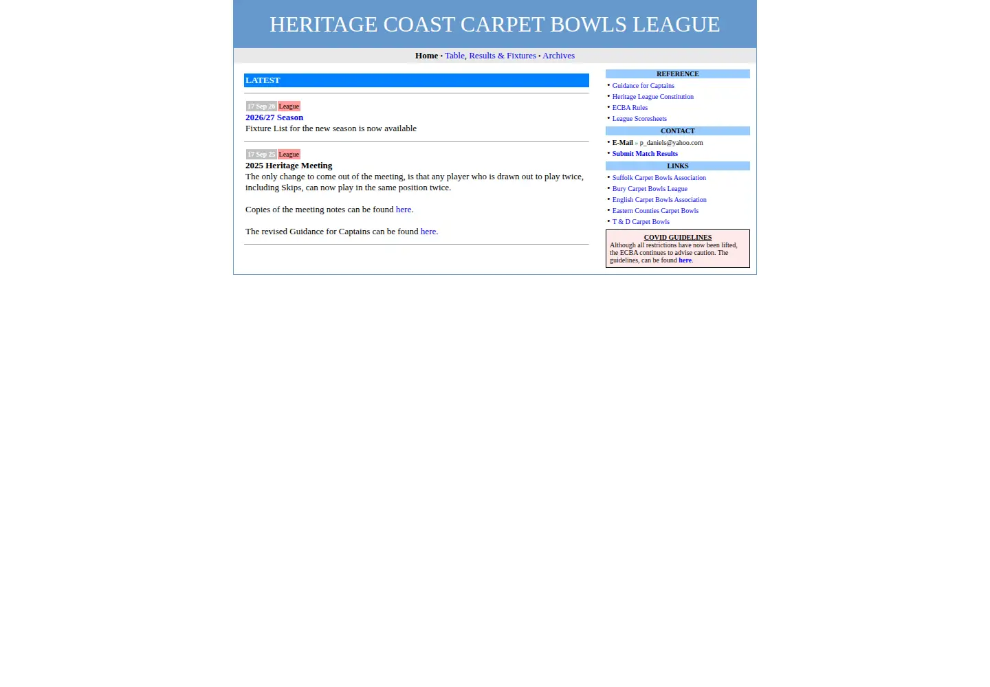 Captured homepage of carpetbowls.org in the current scan