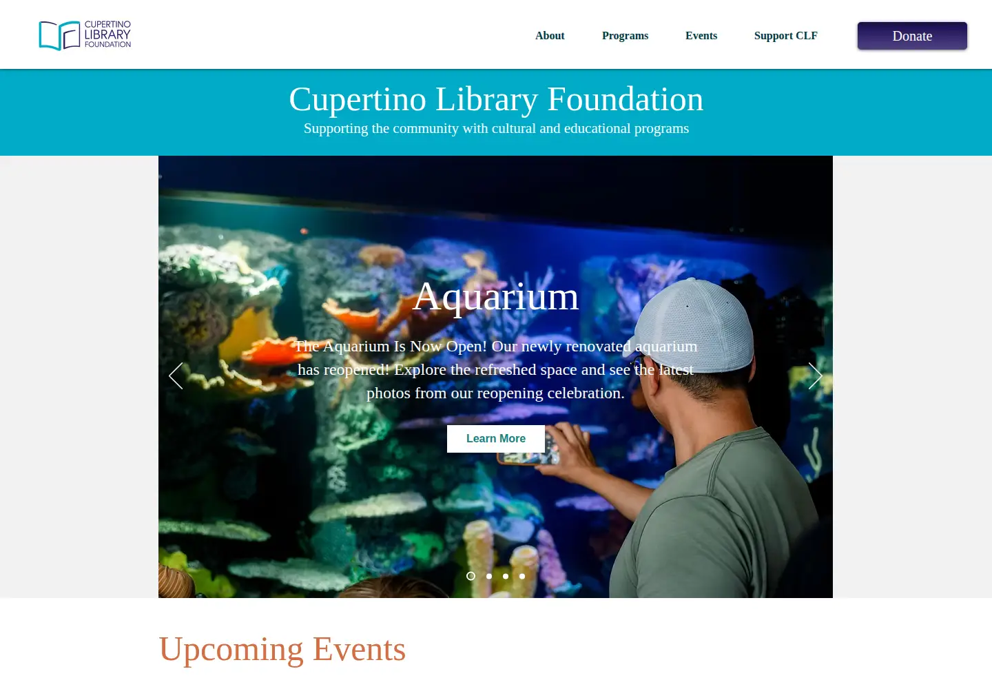 Screenshot of cupertinolibraryfoundation.org