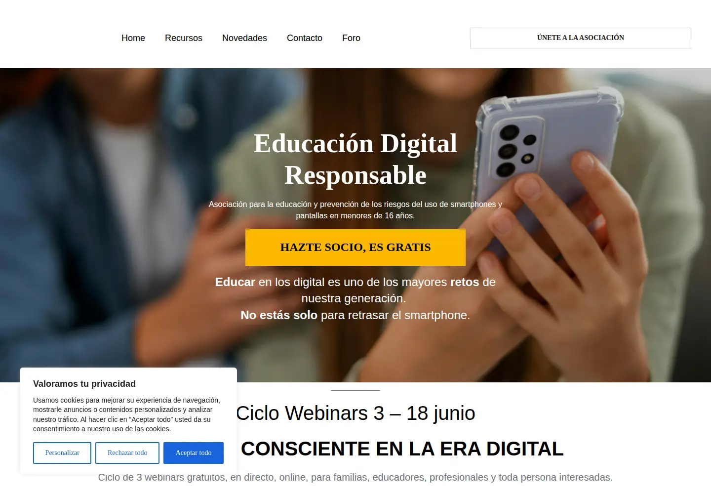 Screenshot of educaciondigitalresponsable.org