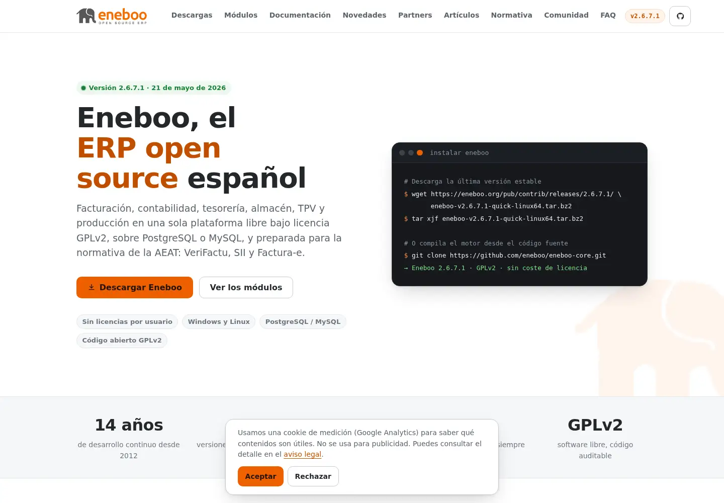 Screenshot of eneboo.org