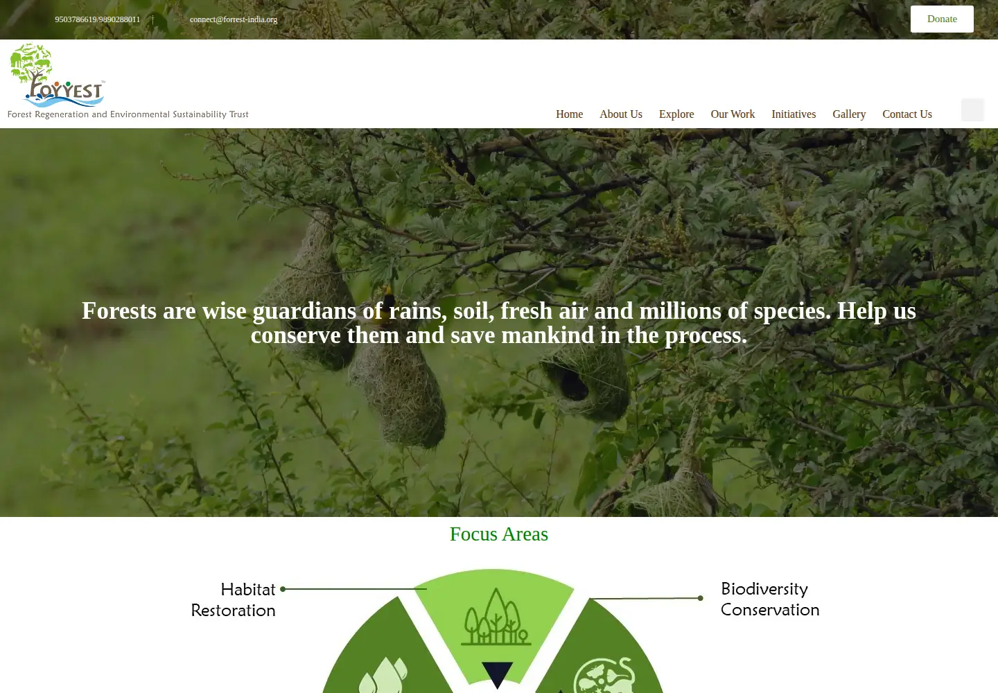 Captured homepage of forrest-india.org in the current scan