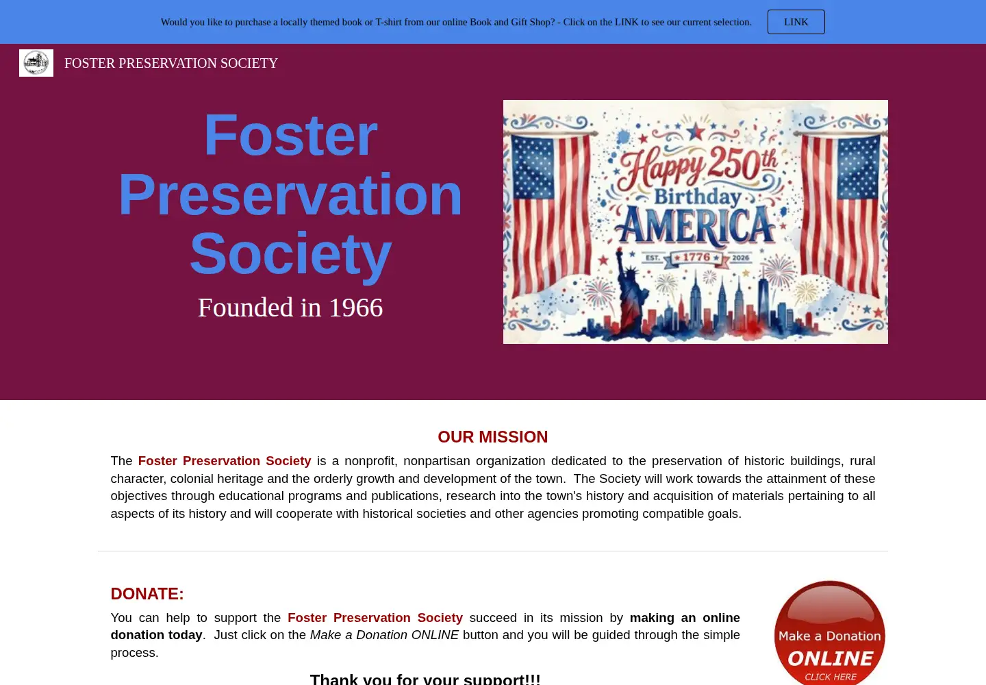 Screenshot of fosterpreservationsociety.org