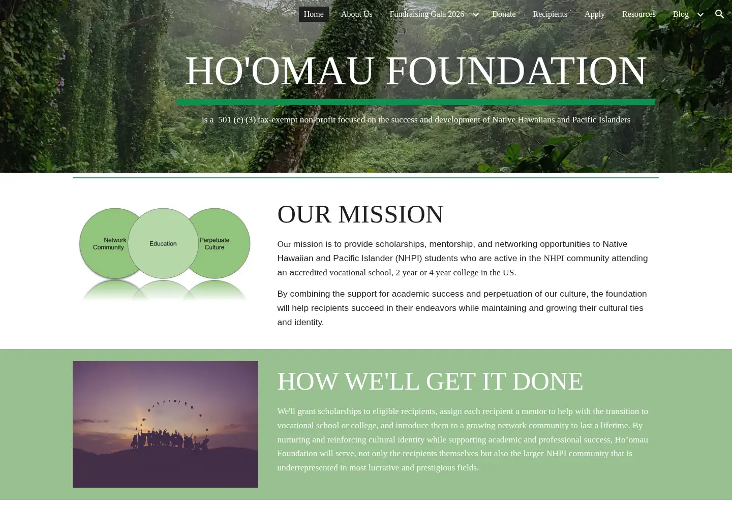 Screenshot of hoomaufoundation.org