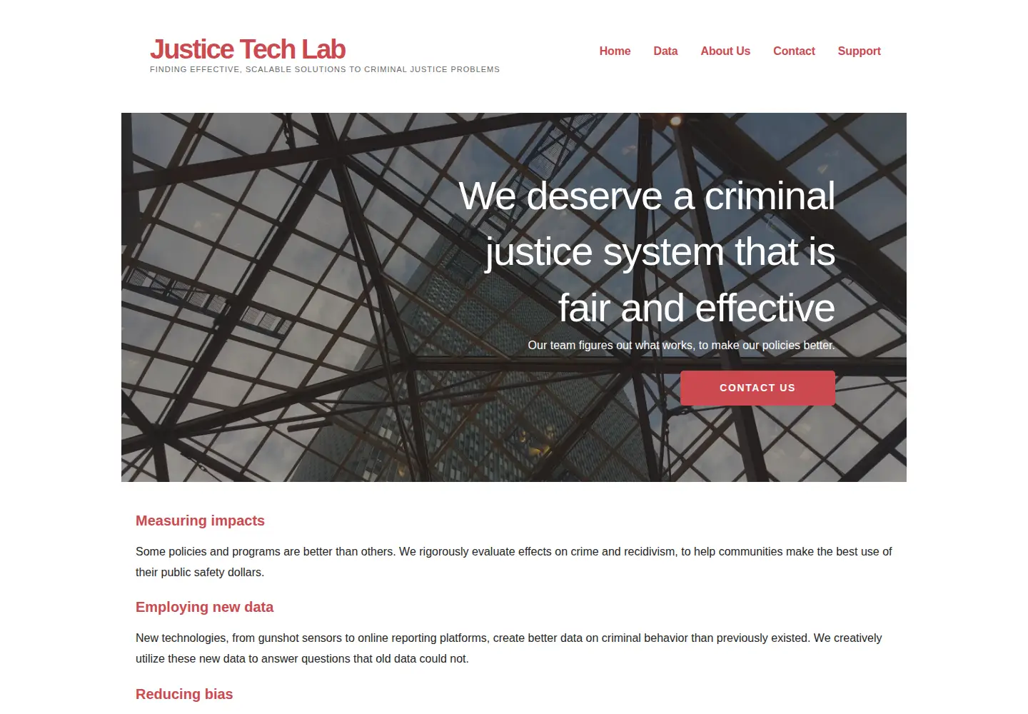 Screenshot of justicetechlab.org