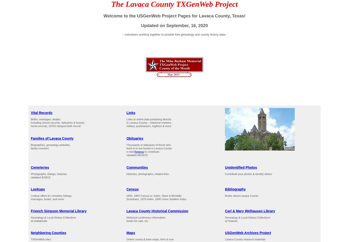 Screenshot of lavacacountyhistory.org