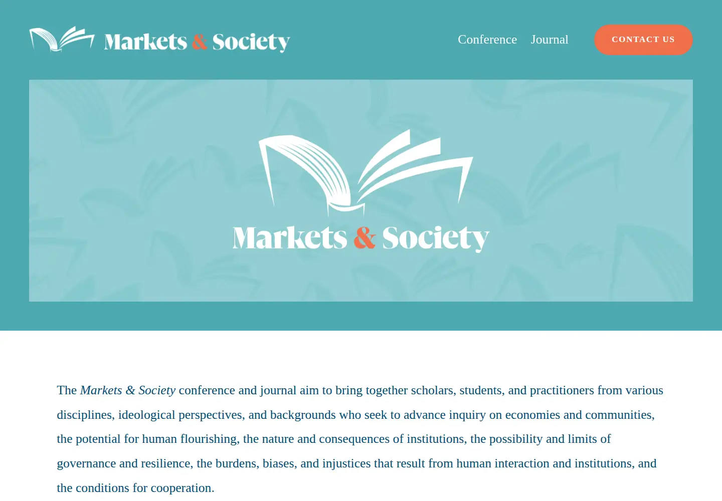 Captured homepage of marketsandsociety.org in the current scan