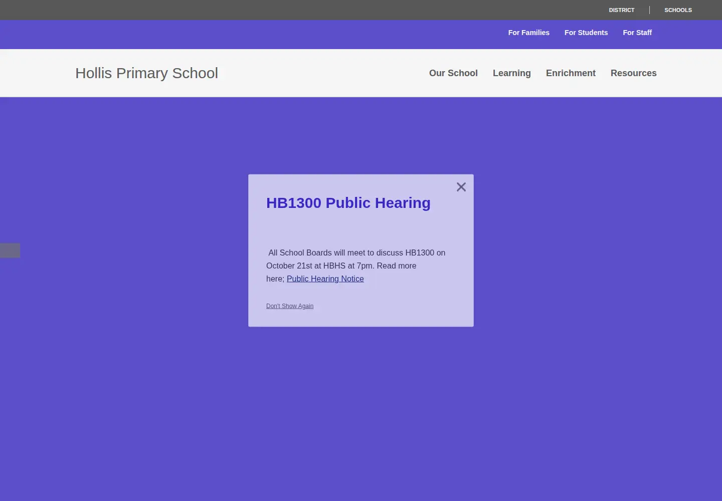 Captured homepage of myhps.org in the current scan