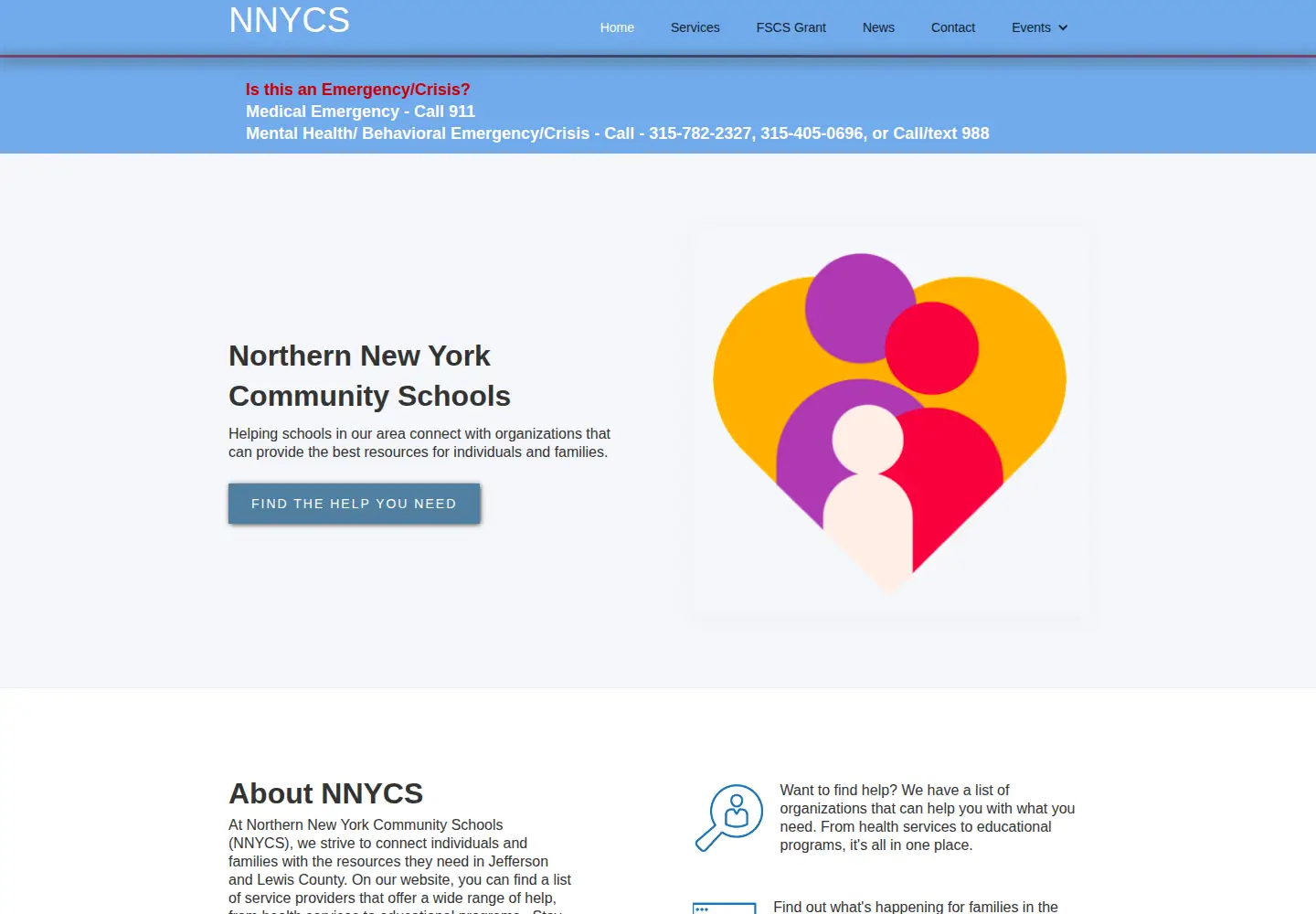 Captured homepage of nnycs.org in the current scan