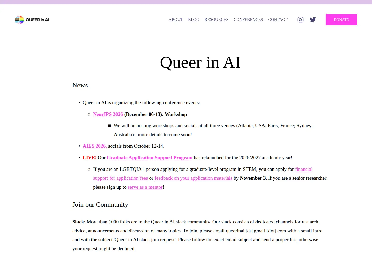 Screenshot of queerinai.org