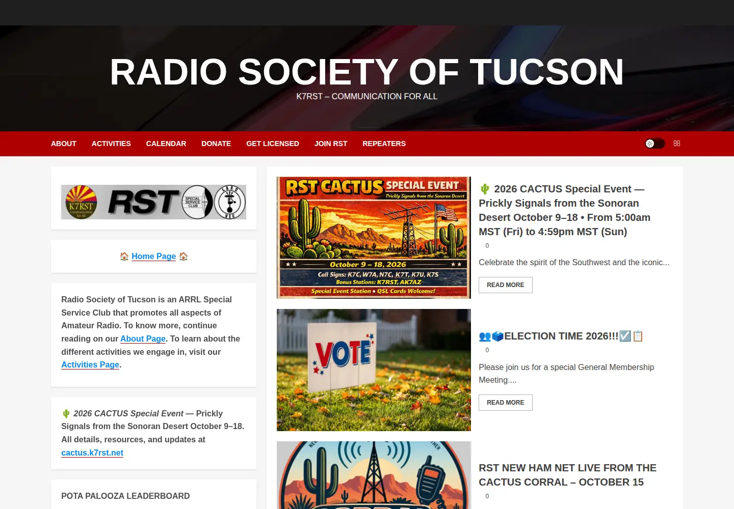 Captured homepage of rstclub.org in the current scan