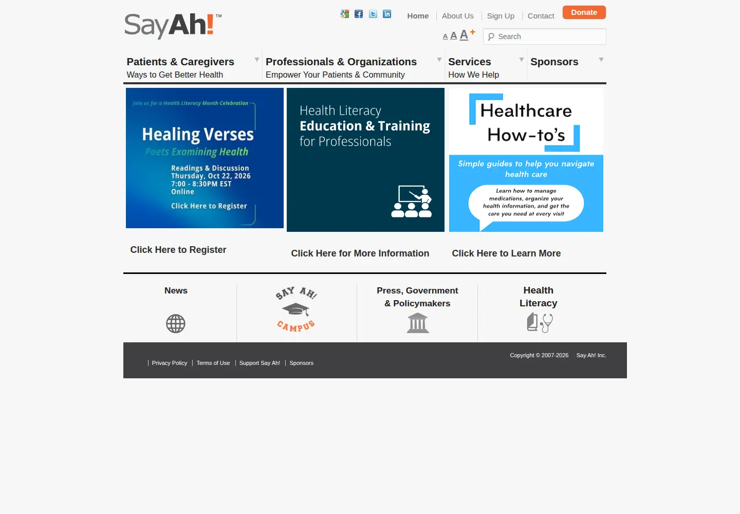 Screenshot of say-ah.org
