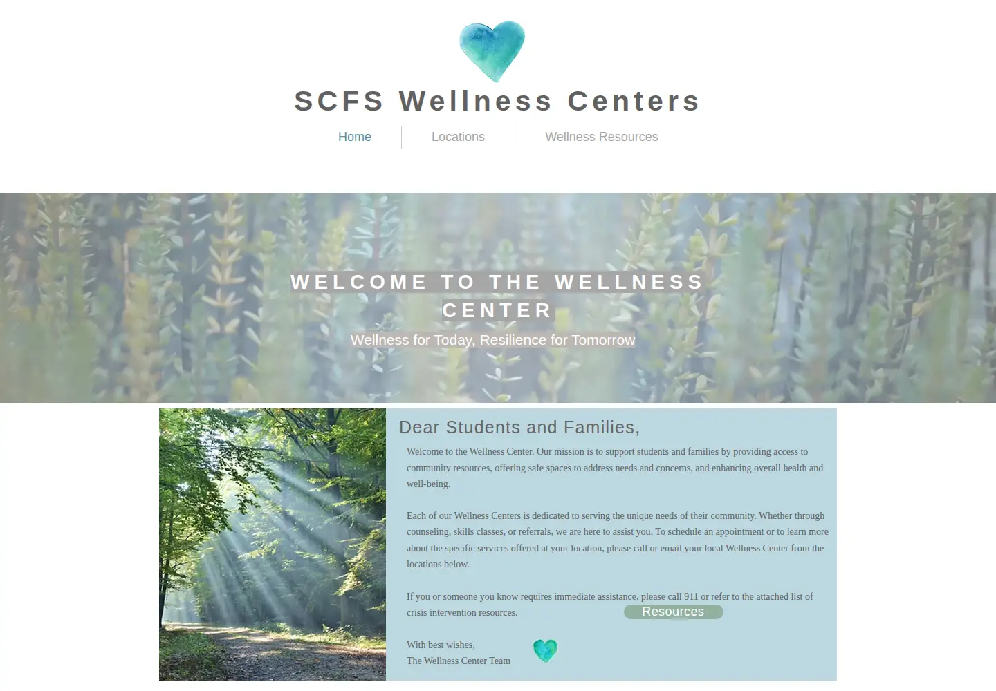 Captured homepage of scfswellnesscenters.org in the current scan