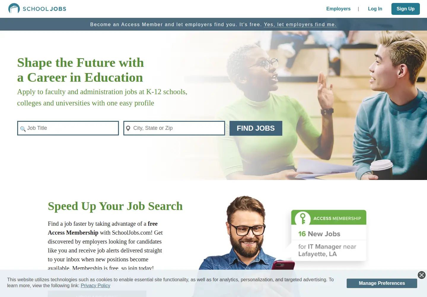 Screenshot of schooljobs.com