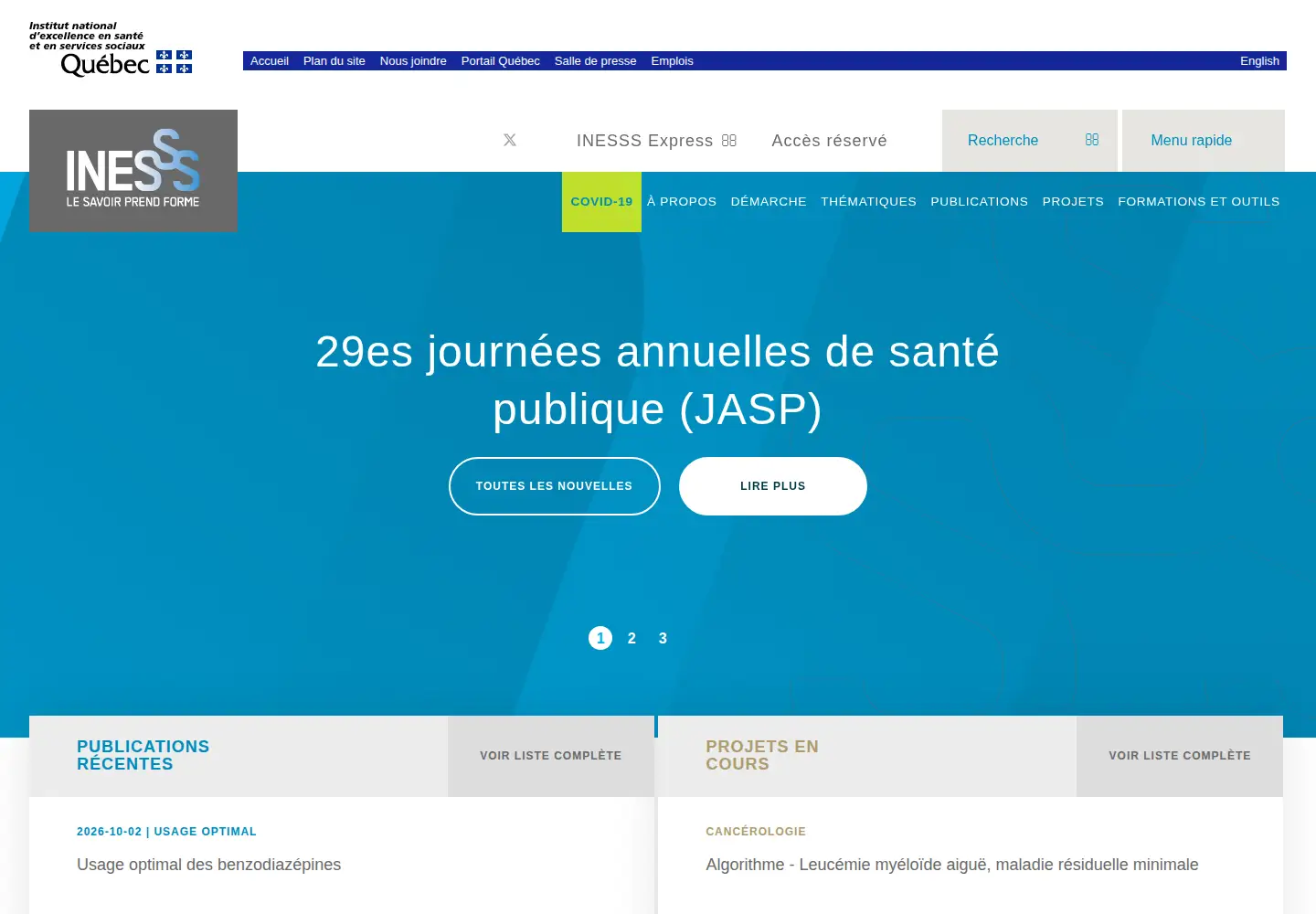 Screenshot of inesss.qc.ca