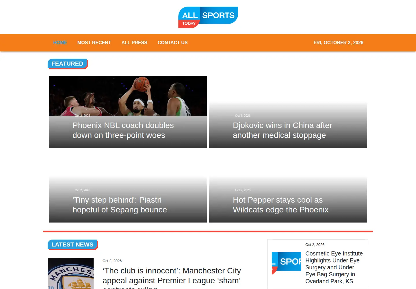 Screenshot of allsportstoday.com