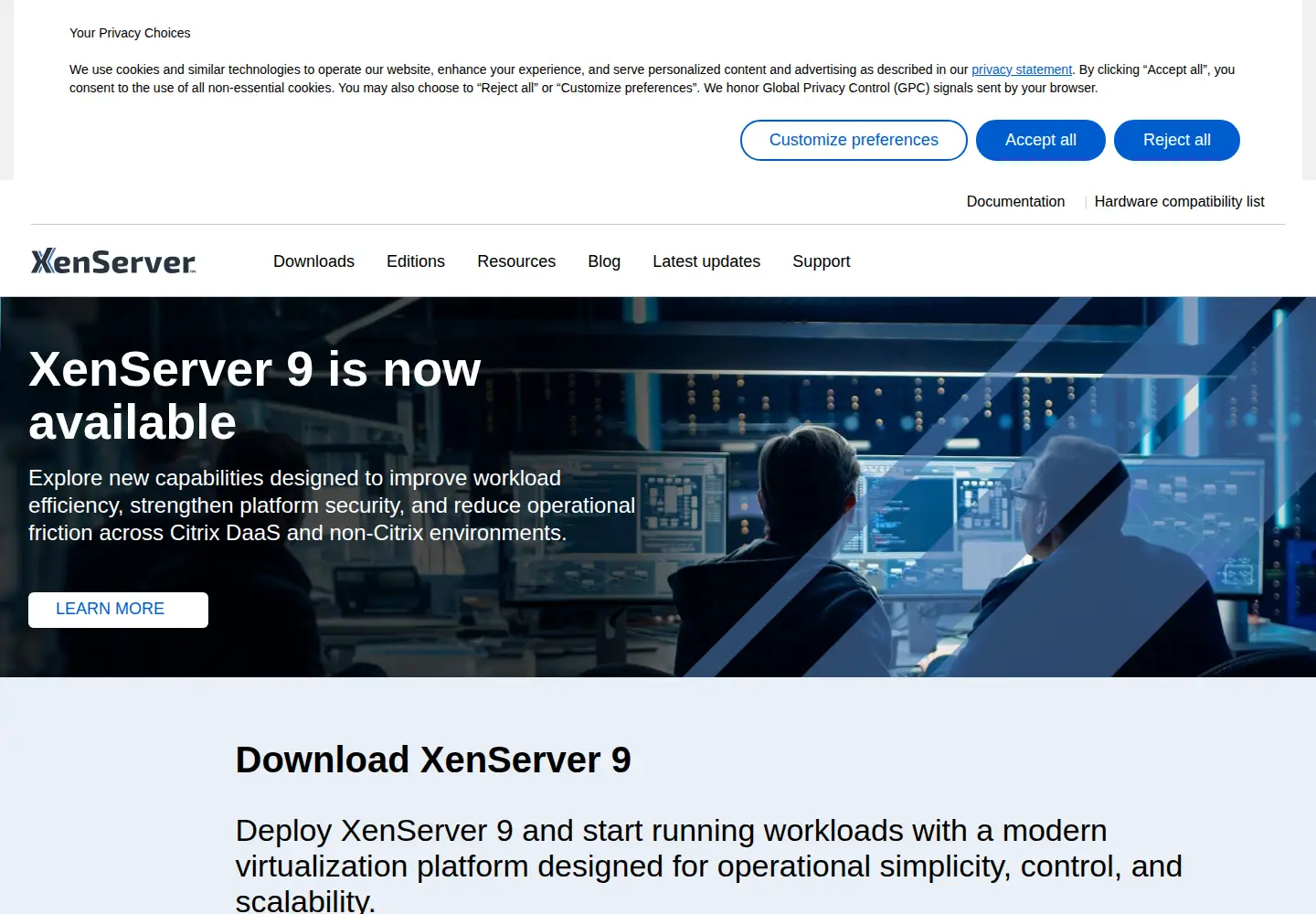Screenshot of xenserver.com