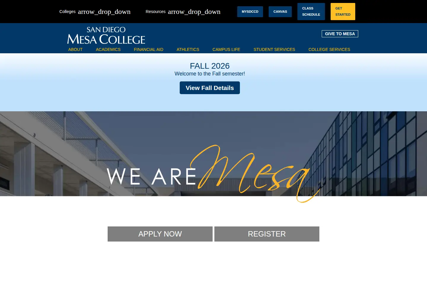 Screenshot of sdmesa.edu