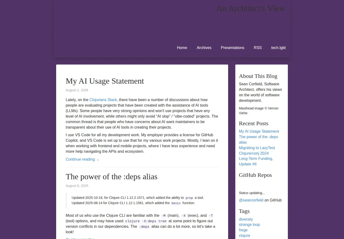 Screenshot of corfield.org