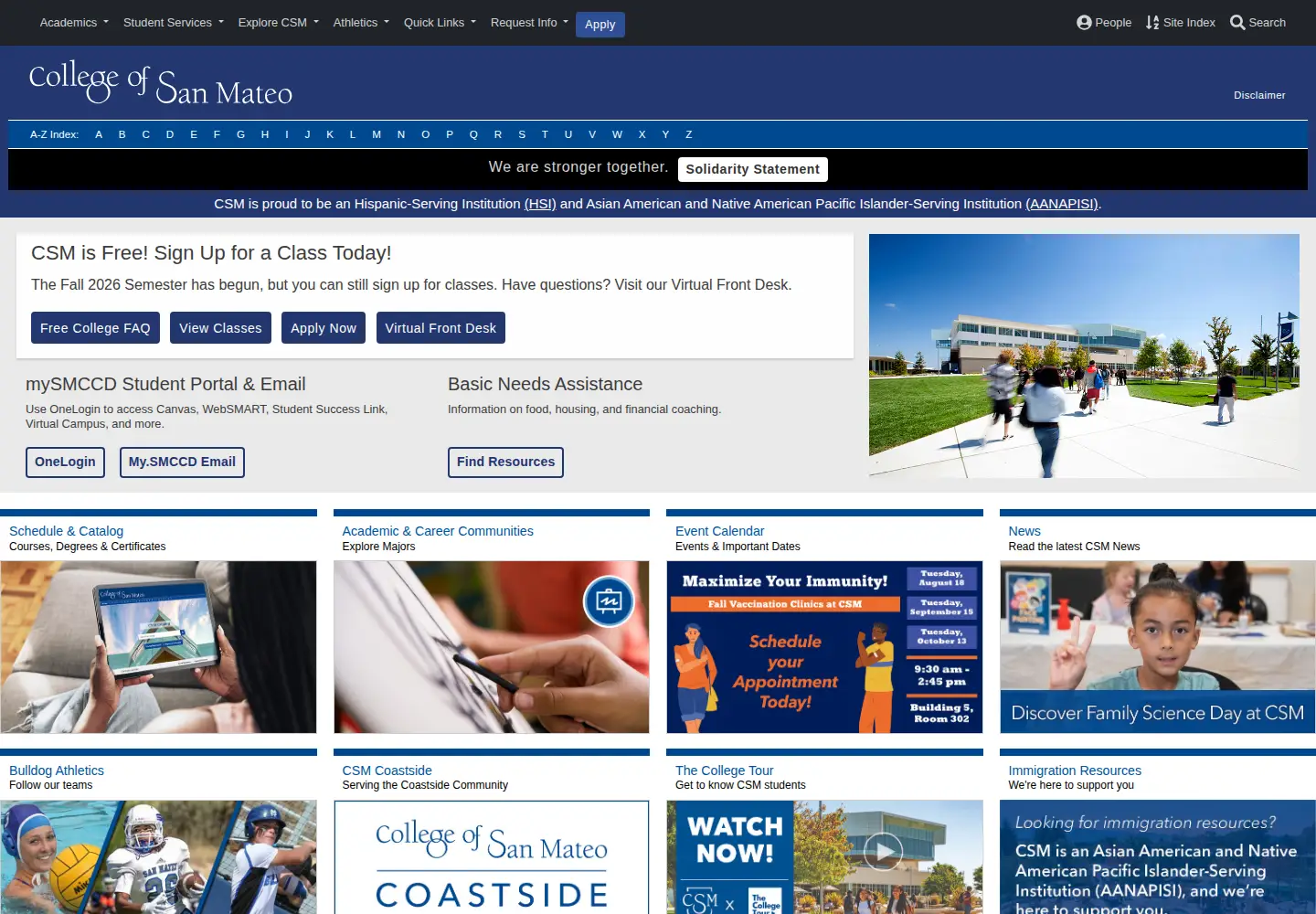 Screenshot of collegeofsanmateo.edu