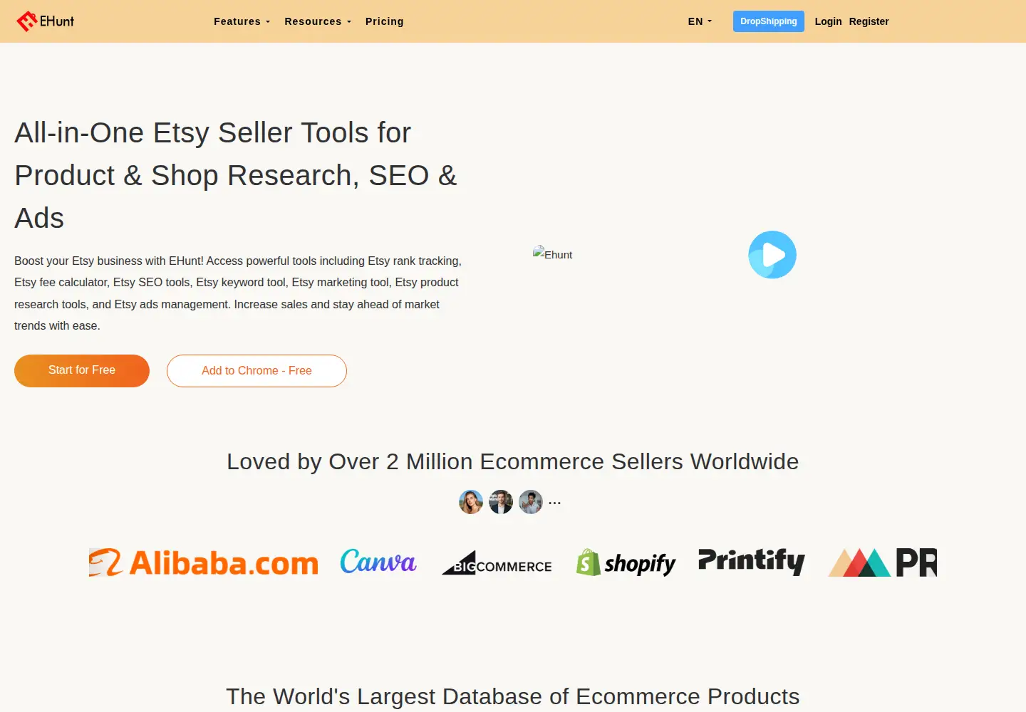 Screenshot of ehunt.ai