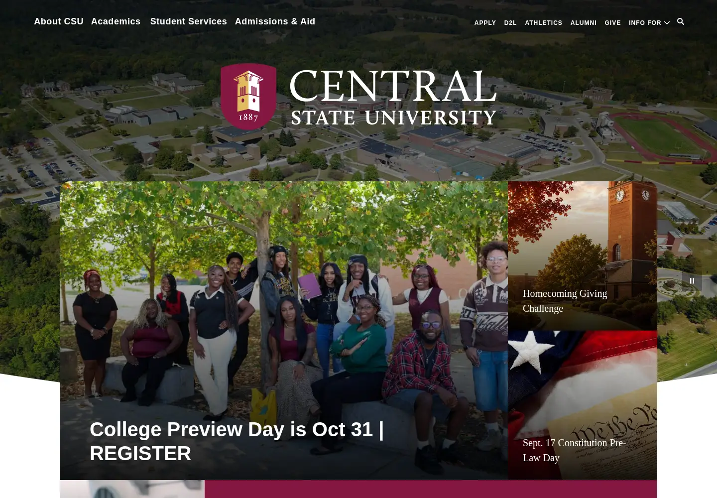 Screenshot of centralstate.edu