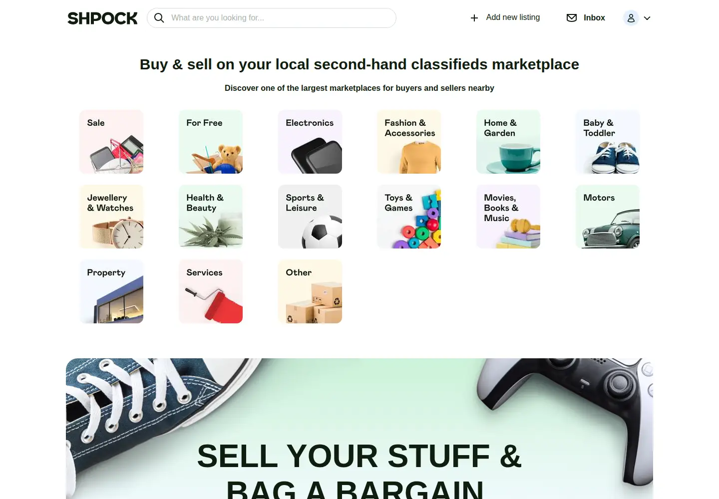 Captured homepage of shpock.com in the current scan