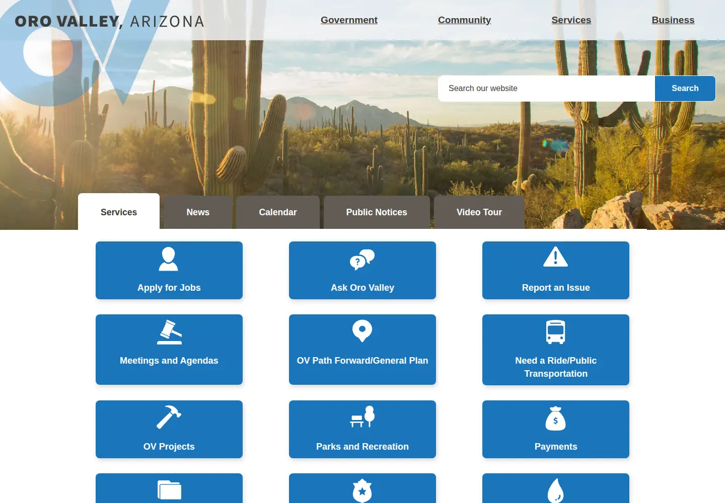 Screenshot of orovalleyaz.gov