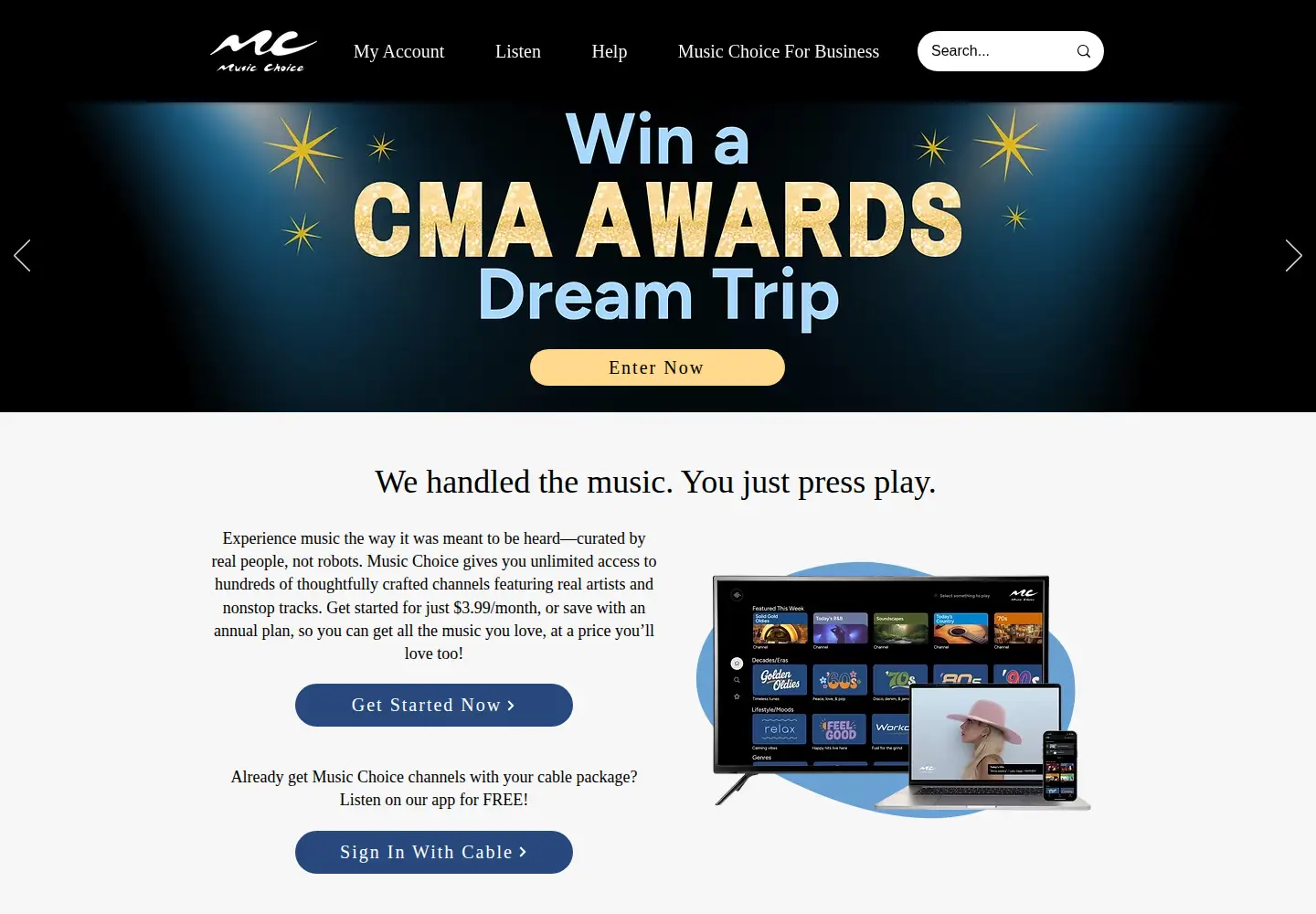 Screenshot of musicchoice.com