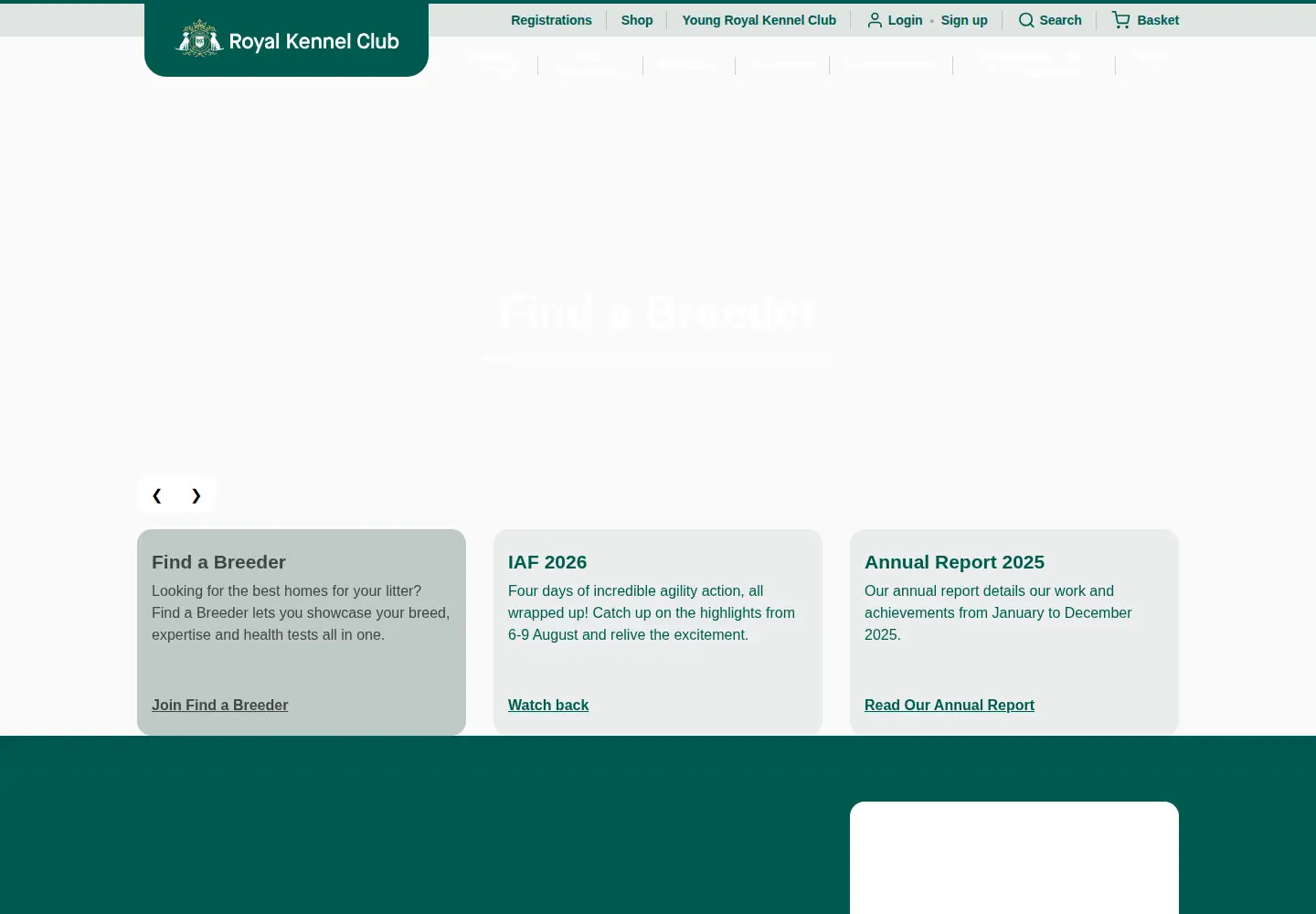 Screenshot of royalkennelclub.com