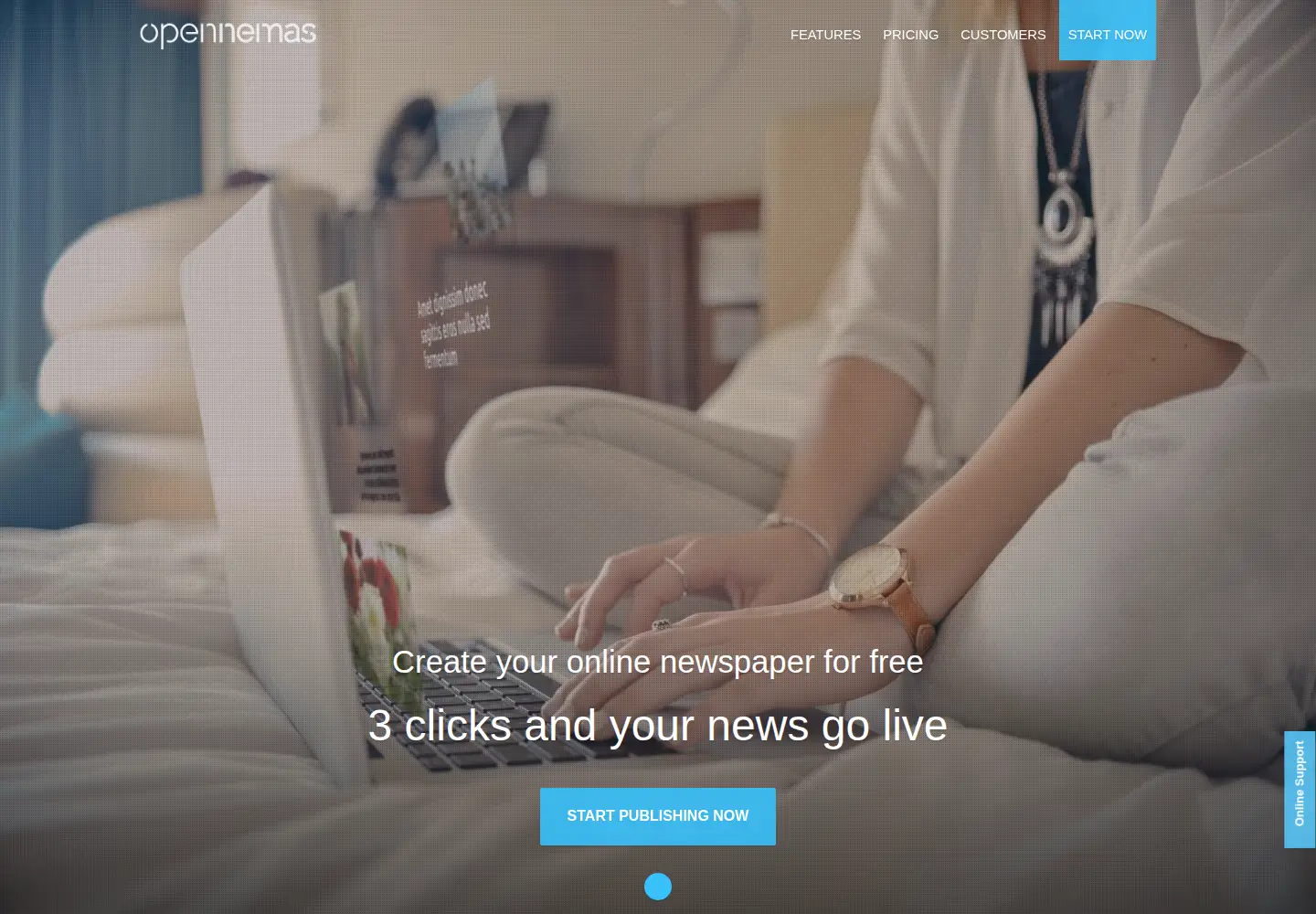 Captured homepage of opennemas.com in the current scan